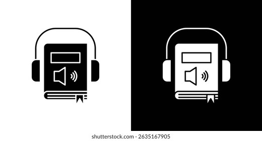 Símbolos del icono del libro de audio. Ilustración vectorial.