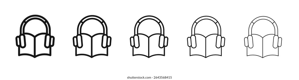 Signo de ilustración del conjunto de contorno de Vector de ícono de libro de audio