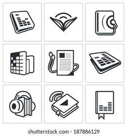 audio book icons set