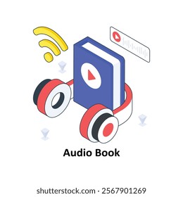  Audio Book isometric Colored illustration. EPS File stock illustration