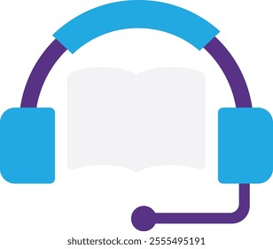 Audio Book Learning Icon Vector Flat Illustration