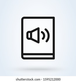 audio book line art library and e-book. vector modern icon design illustration