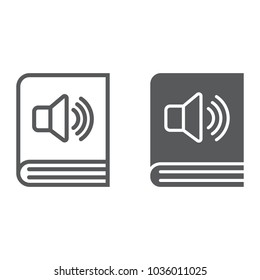 Audio book line and glyph icon, e learning and education, e book sign vector graphics, a linear pattern on a white background, eps 10.