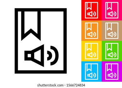 Audio Book. Line Icon With Different Color Background.