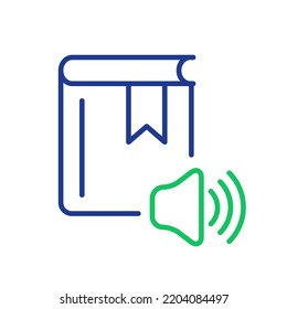 Audio Book Line Icon. Ebook Linear Icon. Online Education and Learning concept. Audio Literature Outline Pictogram. Editable stroke. Vector illustration.