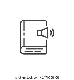 Audio book line icon. linear style sign for mobile concept and web design. Book with a sound volume outline vector icon. Symbol, logo illustration. Vector graphics