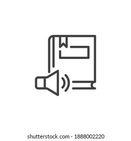 Audio book line icon. linear style sign for mobile concept and web design. Book and speaker outline vector icon. Symbol, logo illustration. Vector graphics