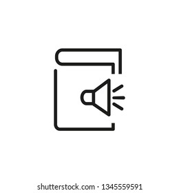 Audio book line icon. Audio textbook, audio data, speech generation app. E-learning concept. Vector illustration can be used for topics like education, technology, internet