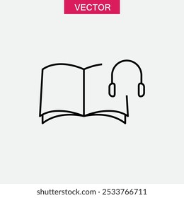 Audio book line icon. vector flat simple linear illustration for web and app..eps
