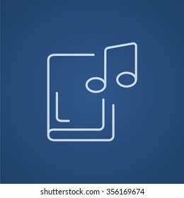 Audio book line icon for web, mobile and infographics. Vector light blue icon isolated on blue background.