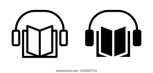 Audio book liner icon vector set.