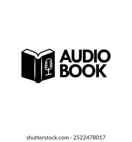 Hörbuch-Literatur und eBook-Logo-Vorlagenvektor