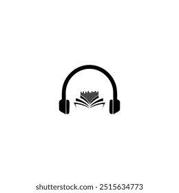 Audio Book Logo Design Template. Headphone Icon.