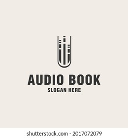 Plantilla del logotipo del libro de audio en estilo monograma