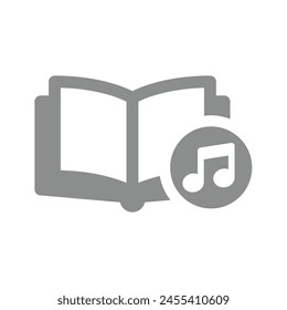 Libro de audio con Vector de notas musicales. Símbolo de audiolibro.