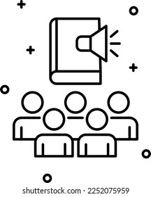 Audio book, online knowledge, line vector icon on transparent background. Outline Audio book, online knowledge, line vector icon