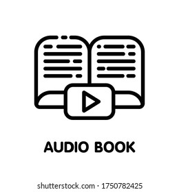 Ilustración de diseño de estilo de icono del contorno del libro de audio sobre pasos de fondo blanco.10 