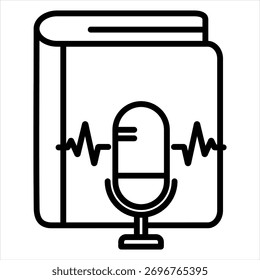 Ilustración vectorial de iconos de contorno de libro de audio
