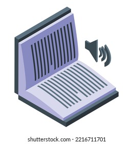 Audio book play icon isometric vector. Online library. Ebook reading