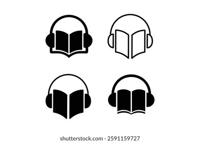 Audio Book Player Icon for Apps, audio book flat icon, audiobook symbol, audiobook silhouette