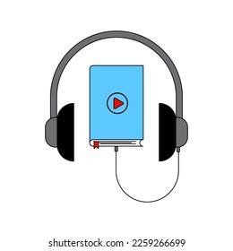 audio book. Podcast voice audio record. Education concept. Vector illustration.