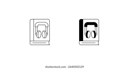 Audio Book set icon with white background vector stock illustration
