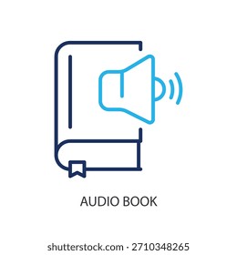 Iconos de línea delgada de libro de audio. Ilustración vectorial original.