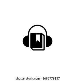 Audio book vector icon in black solid flat design icon isolated on white background