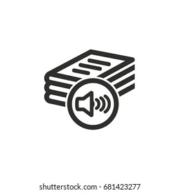 Audio book vector icon. Black illustration isolated on white background for graphic and web design.