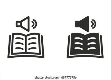 Audio book vector icon. Black illustration isolated on white background for graphic and web design.