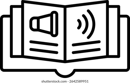 Ícone de vetor de livro de áudio. Pode ser usado para impressão, aplicativos móveis e da Web.