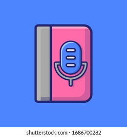Audio Book Vector Icon Illustration. Flat Cartoon Style Suitable For Web Landing Page, Banner, Sticker, Background.