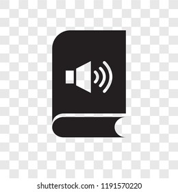 Audio book vector icon isolated on transparent background, Audio book transparency logo concept