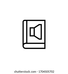Audio book vector icon in linear, outline icon isolated on white background
