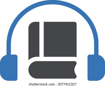 ilustración vectorial de libro de audio aislada en un fondo transparente. iconos vectoriales de glifo para el concepto o gráficos web.