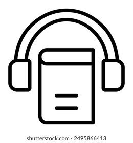 Diseño de iconos de línea de Vector de libro de audio
