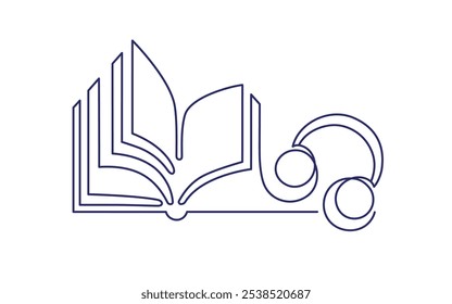 Audio book vector sign. Online library, podcast. Simple line symbol. Education study and knowledge concept. Doodle contour vector label isolated on white background. Editable stroke
