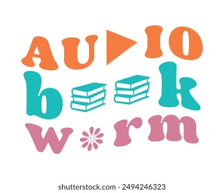 audio book worm retro typography design