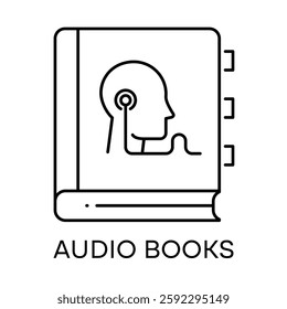 Audio Books – Book with Headphones Representing Narrated Literature