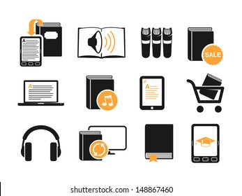 Audio book's icons set