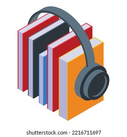 Audio bookstore icon isometric vector. Buy book. Ebook literature
