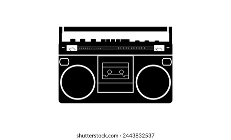 Audio Boombox, black isolated silhouette