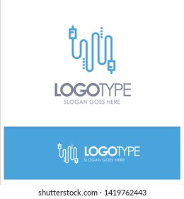 Audio, Cable, Cables, Communication Blue outLine Logo with place for tagline