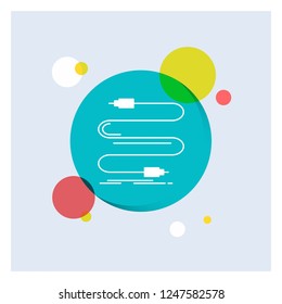 audio, cable, cord, sound, wire White Glyph Icon colorful Circle Background
