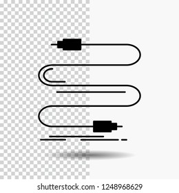 audio, cable, cord, sound, wire Glyph Icon on Transparent Background. Black Icon