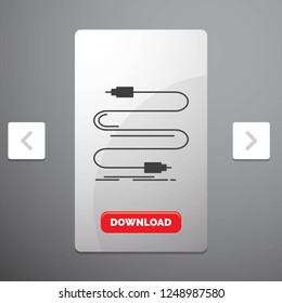 audio, cable, cord, sound, wire Glyph Icon in Carousal Pagination Slider Design & Red Download Button