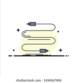 audio, cable, cord, sound, wire Flat Color Icon Vector