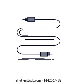 audio, cable, cord, sound, wire Flat Color Icon Vector