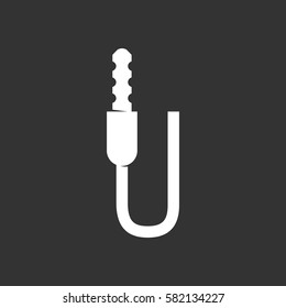 Audio cable icon isolated on black background. Audio cable vector logo. Flat design style. Modern vector pictogram for web graphics - stock vector