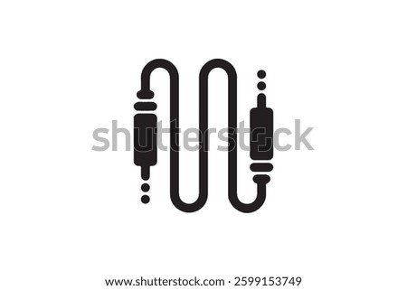Audio cable icon with jack connectors Vector